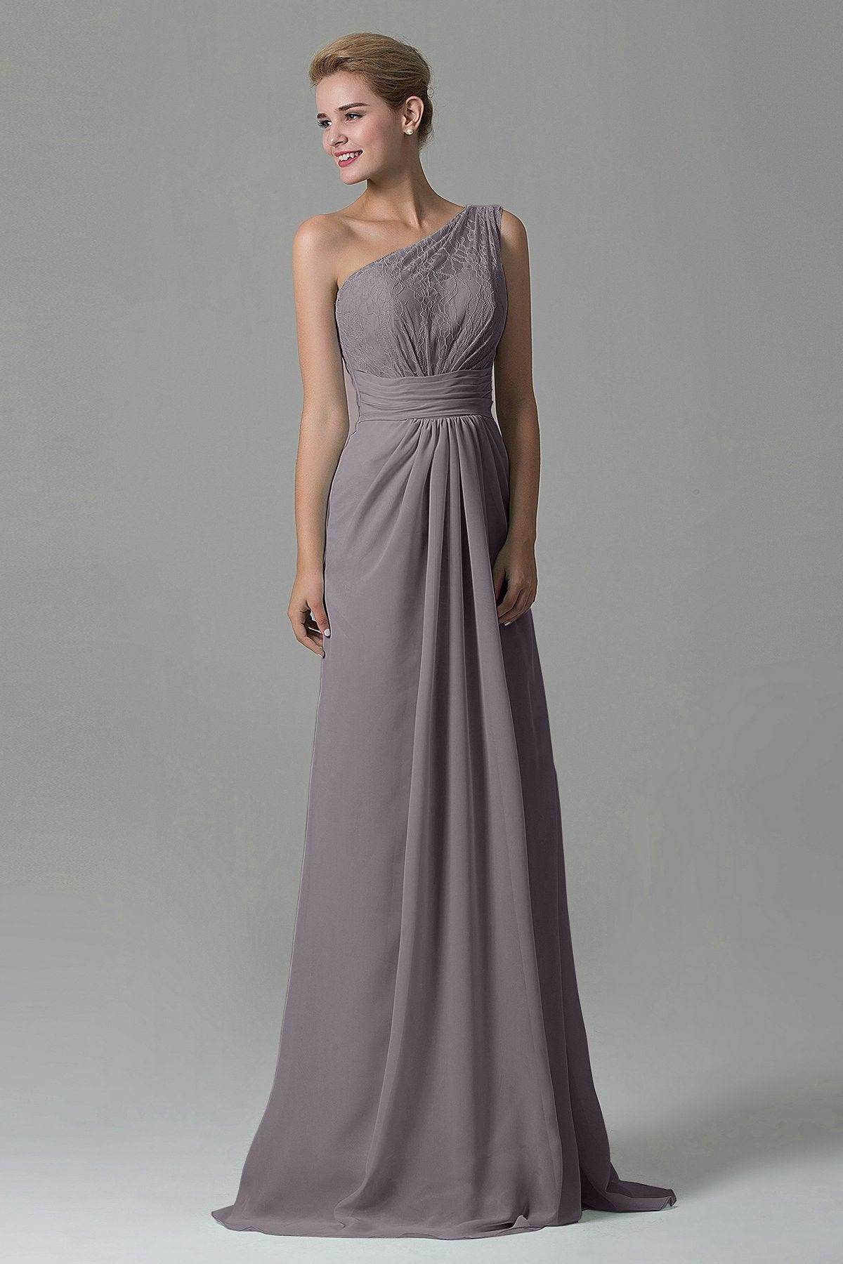 Sheath Sweep Train Lace/Chiffon Bridesmaid Dress COZK16004