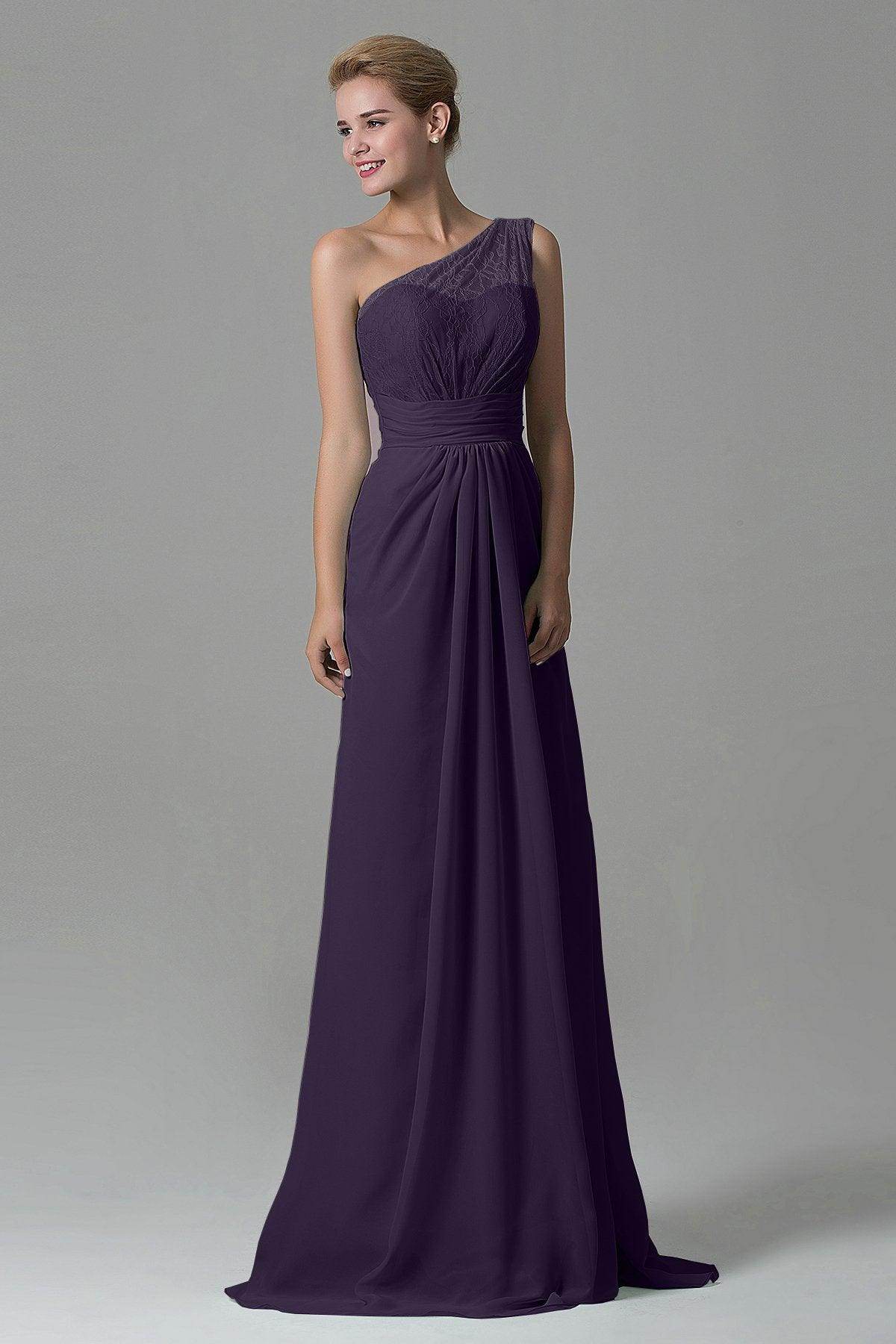 Sheath Sweep Train Lace/Chiffon Bridesmaid Dress COZK16004