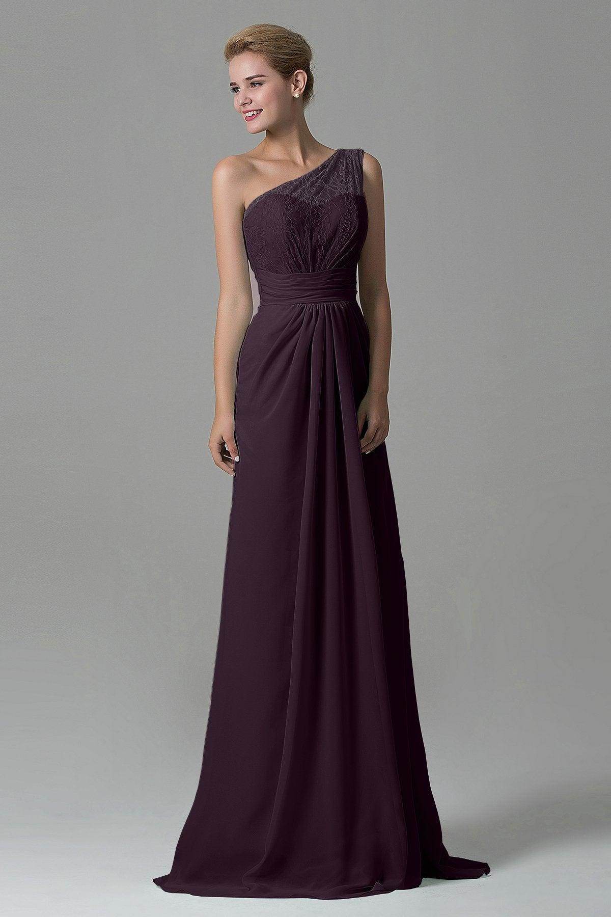 Sheath Sweep Train Lace/Chiffon Bridesmaid Dress COZK16004