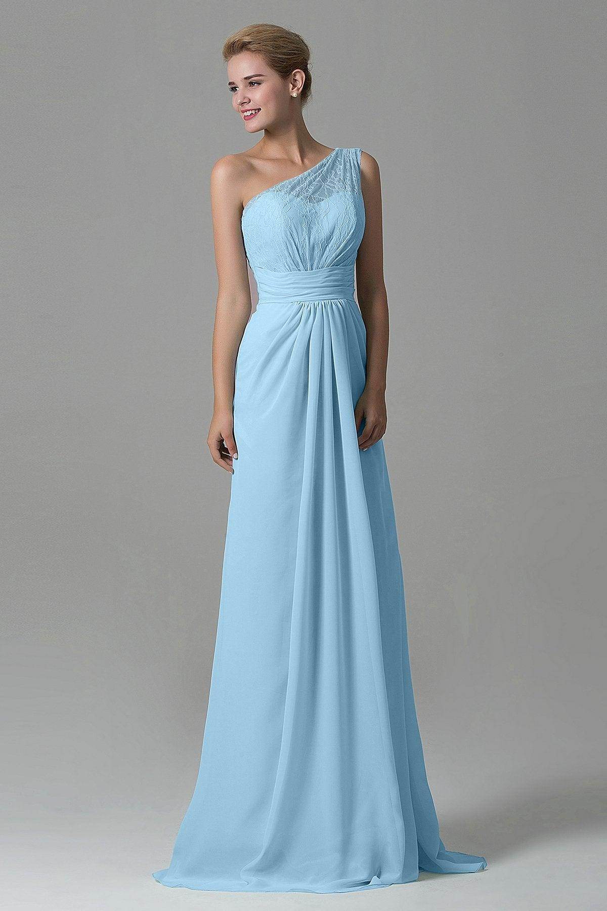 Sheath Sweep Train Lace/Chiffon Bridesmaid Dress COZK16004