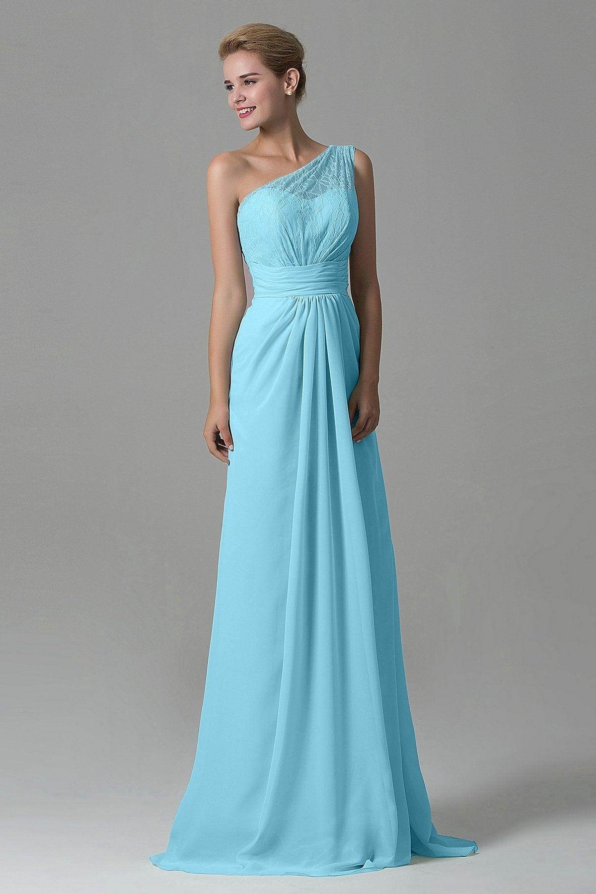 Sheath Sweep Train Lace/Chiffon Bridesmaid Dress COZK16004