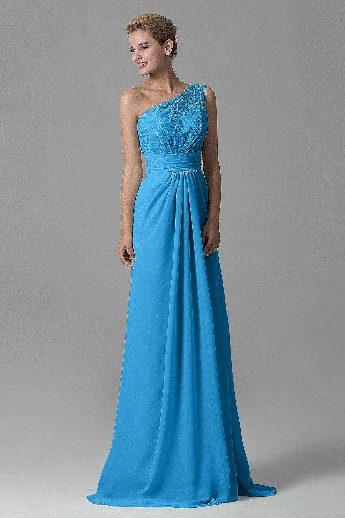 Sheath Sweep Train Lace/Chiffon Bridesmaid Dress COZK16004