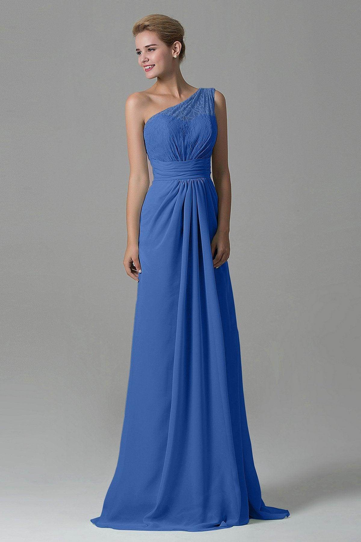 Sheath Sweep Train Lace/Chiffon Bridesmaid Dress COZK16004