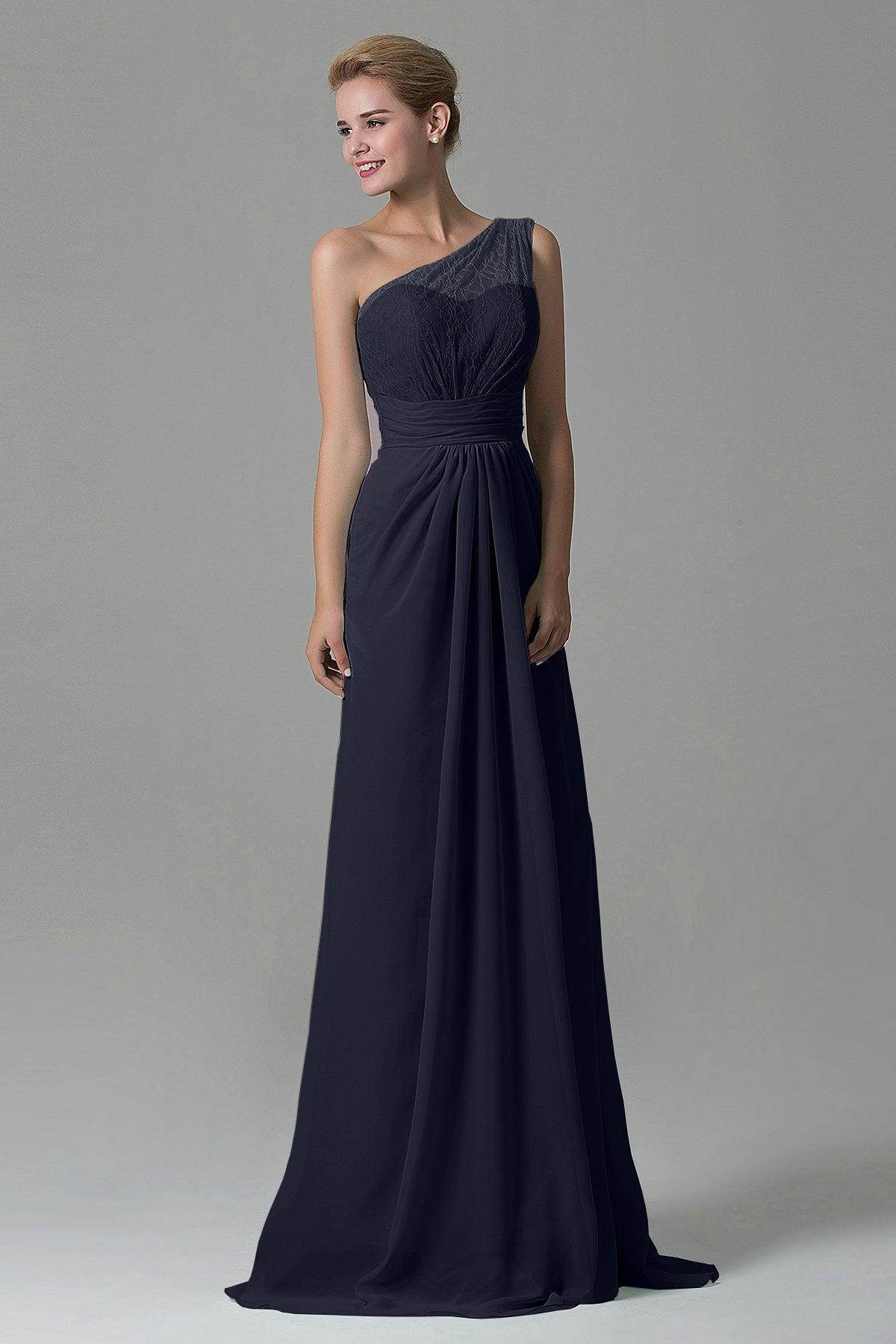 Sheath Sweep Train Lace/Chiffon Bridesmaid Dress COZK16004