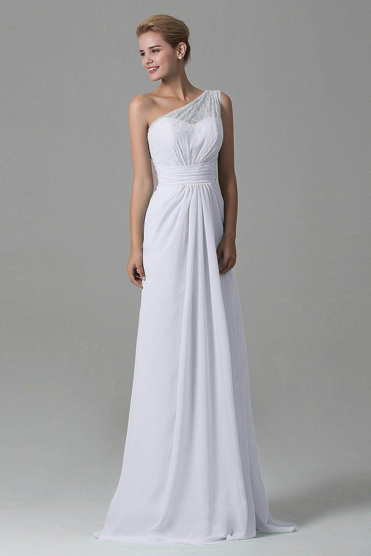Sheath Sweep Train Lace/Chiffon Bridesmaid Dress COZK16004