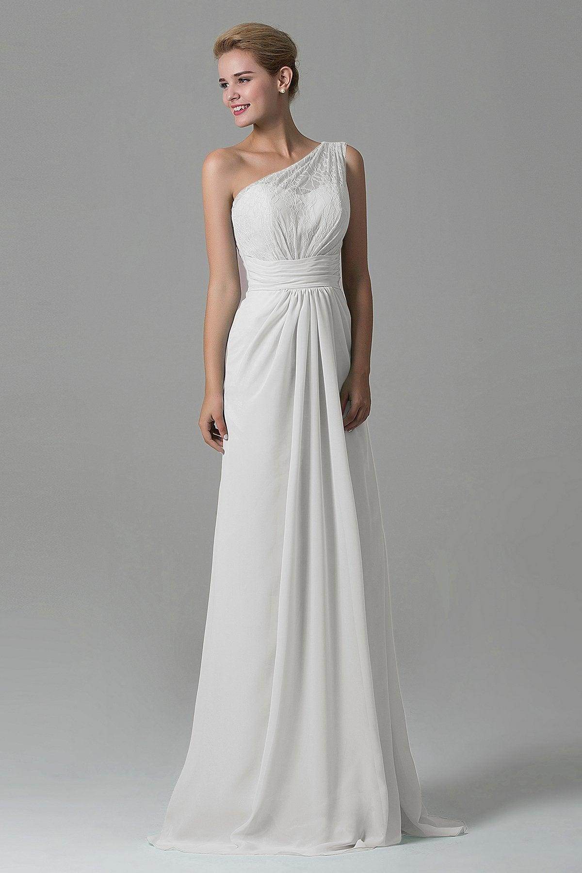 Sheath Sweep Train Lace/Chiffon Bridesmaid Dress COZK16004
