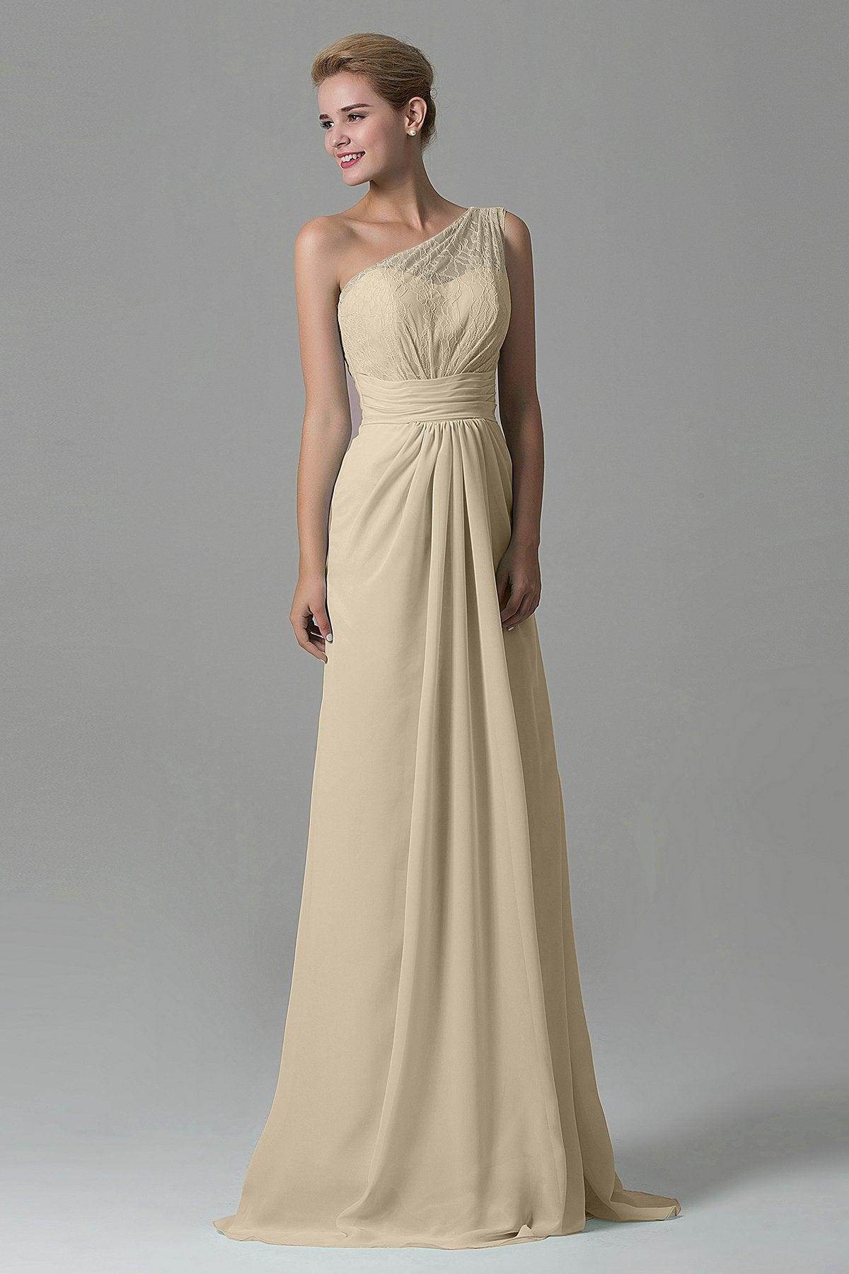 Sheath Sweep Train Lace/Chiffon Bridesmaid Dress COZK16004