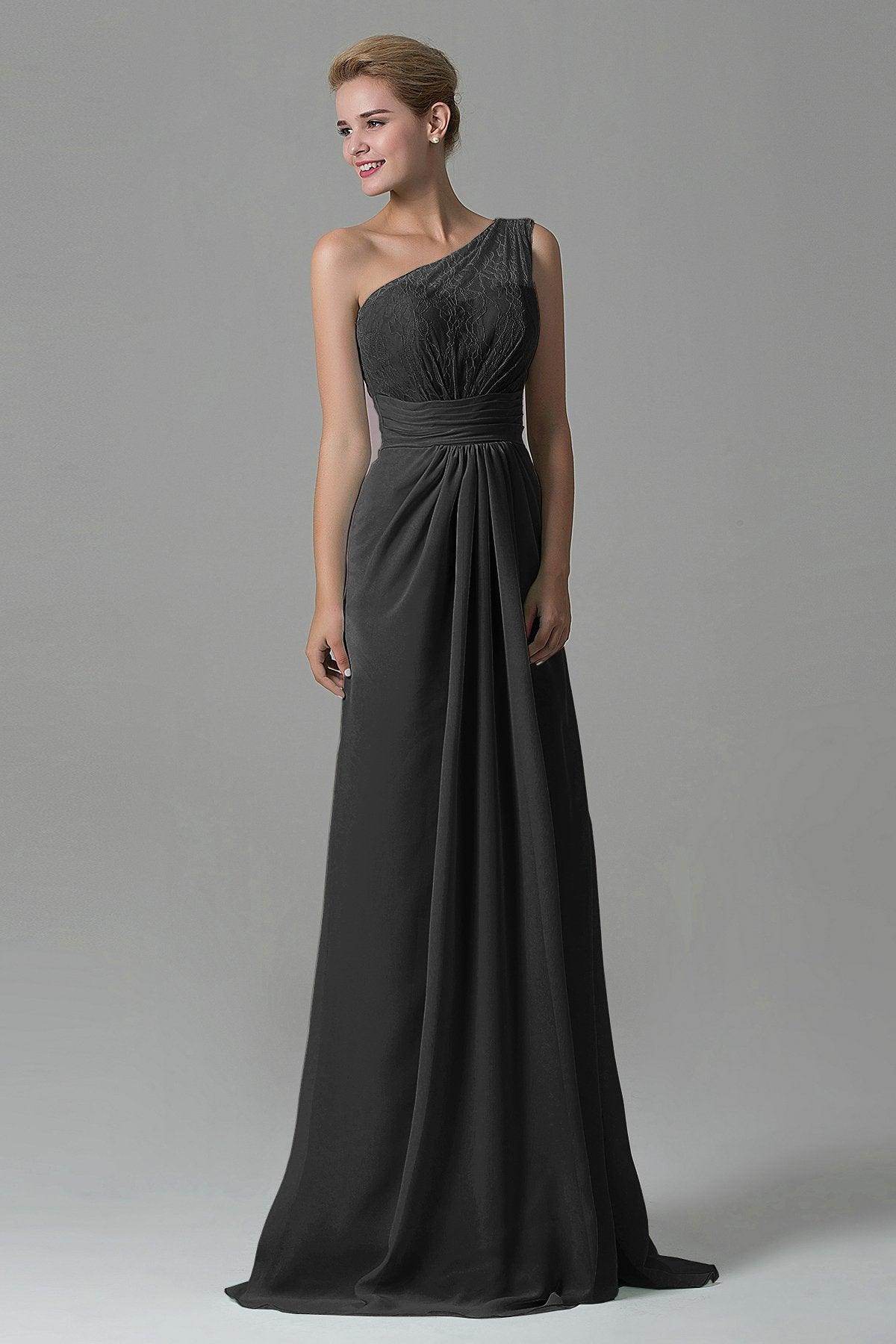 Sheath Sweep Train Lace/Chiffon Bridesmaid Dress COZK16004