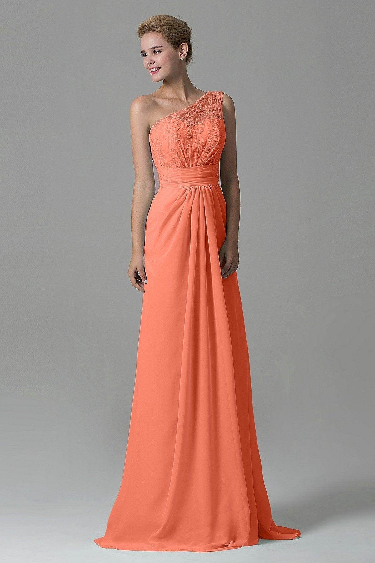 Sheath Sweep Train Lace/Chiffon Bridesmaid Dress COZK16004