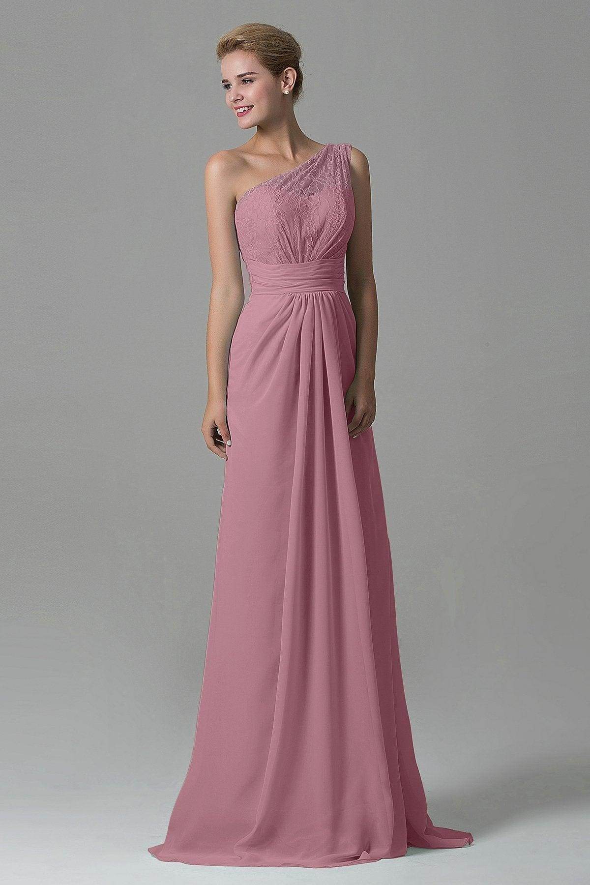 Sheath Sweep Train Lace/Chiffon Bridesmaid Dress COZK16004