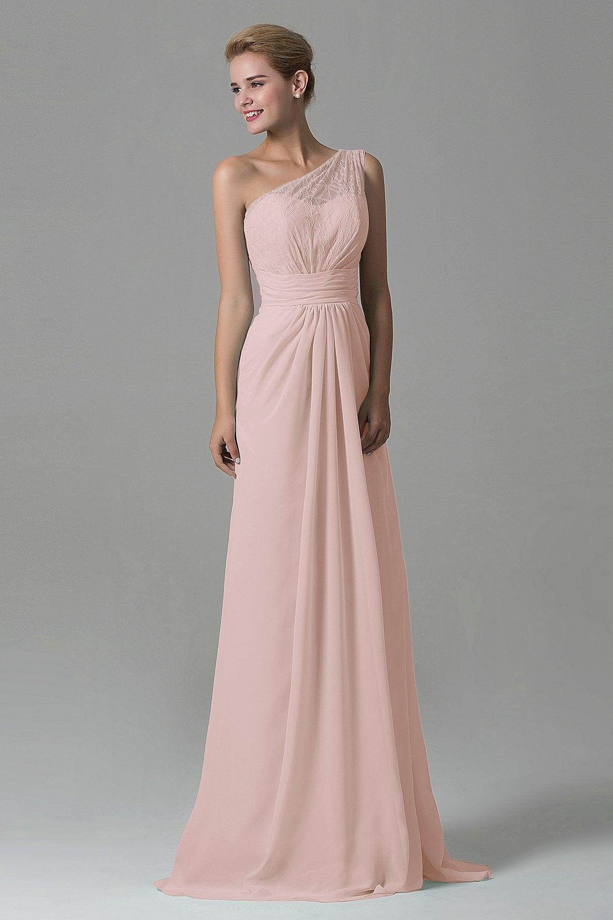 Sheath Sweep Train Lace/Chiffon Bridesmaid Dress COZK16004