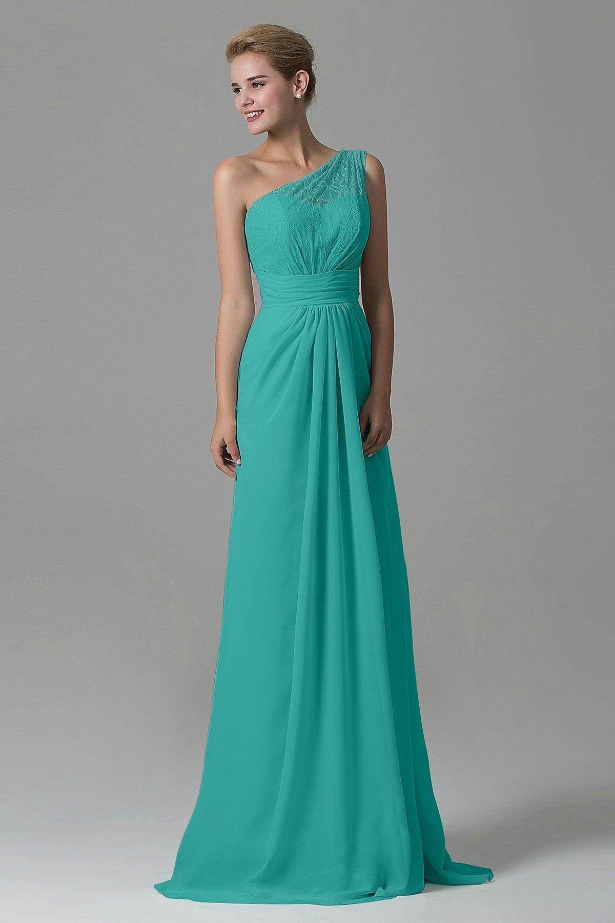 Sheath Sweep Train Lace/Chiffon Bridesmaid Dress COZK16004
