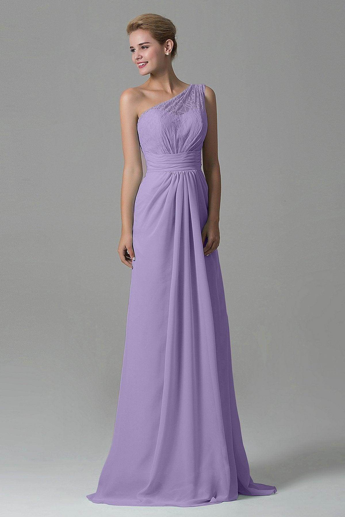 Sheath Sweep Train Lace/Chiffon Bridesmaid Dress COZK16004