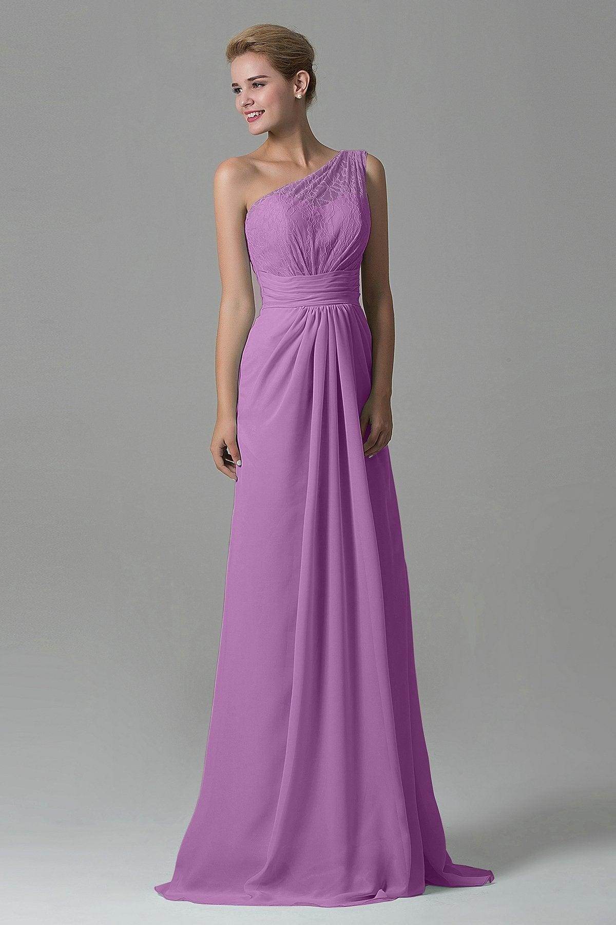 Sheath Sweep Train Lace/Chiffon Bridesmaid Dress COZK16004