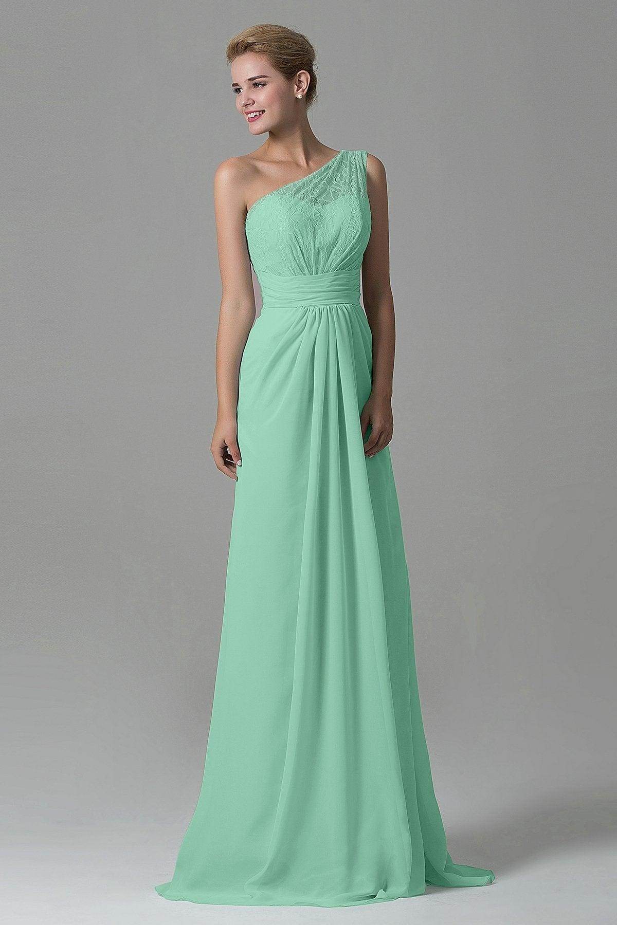 Sheath Sweep Train Lace/Chiffon Bridesmaid Dress COZK16004