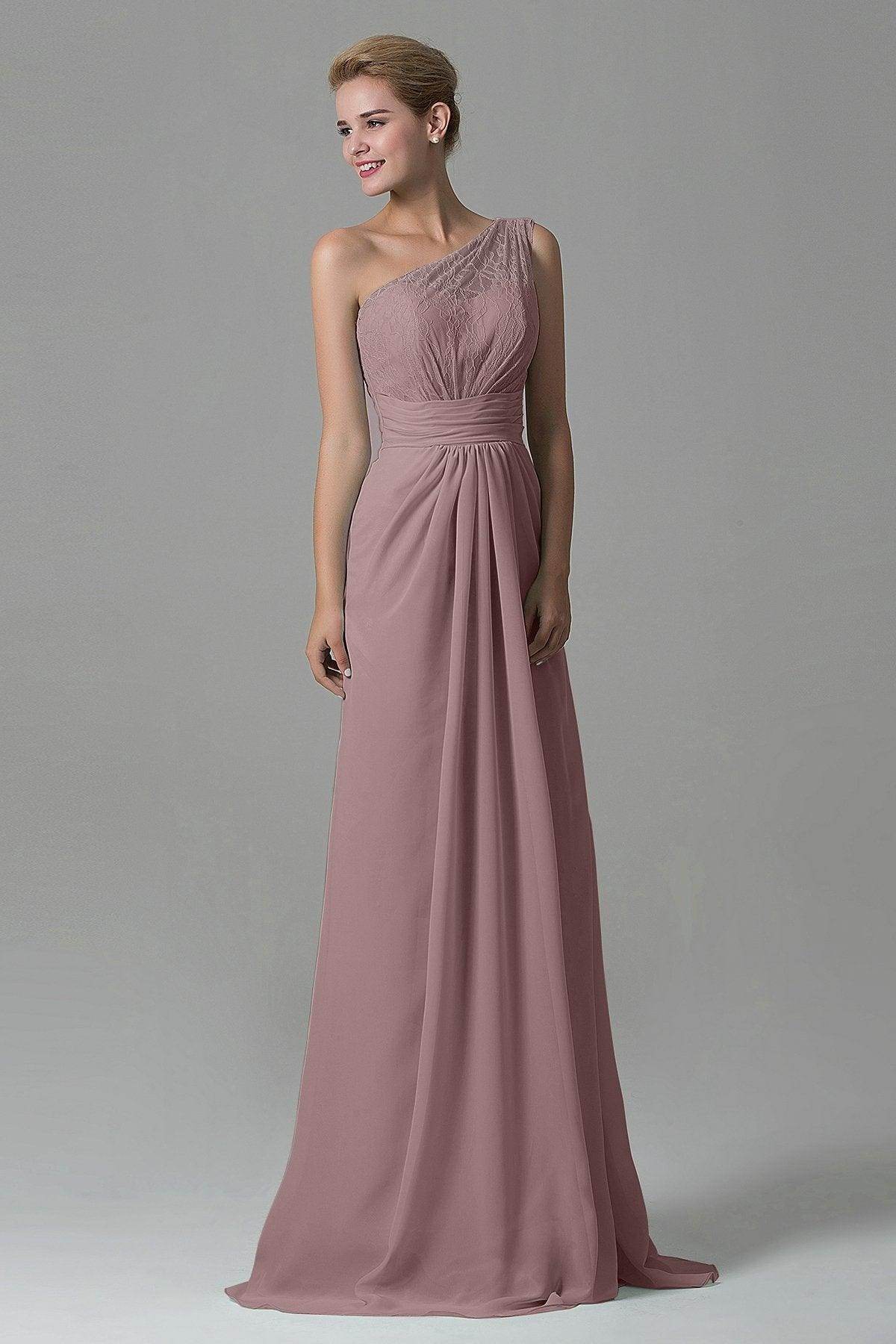 Sheath Sweep Train Lace/Chiffon Bridesmaid Dress COZK16004