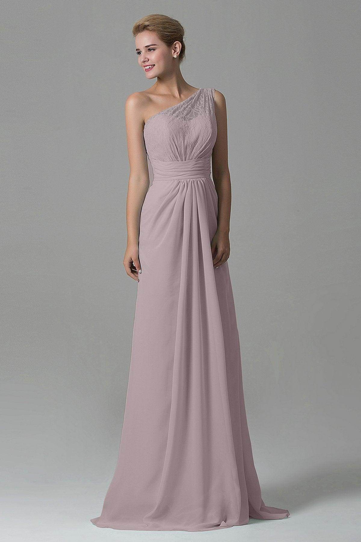 Sheath Sweep Train Lace/Chiffon Bridesmaid Dress COZK16004