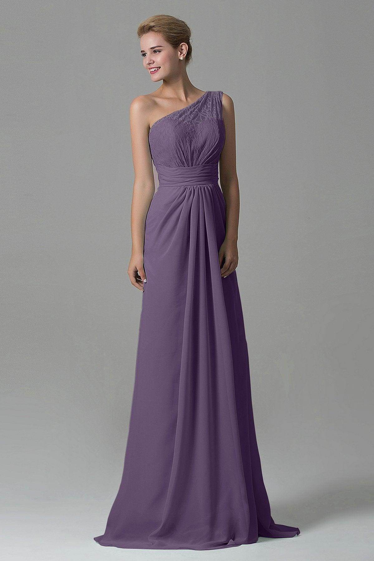 Sheath Sweep Train Lace/Chiffon Bridesmaid Dress COZK16004