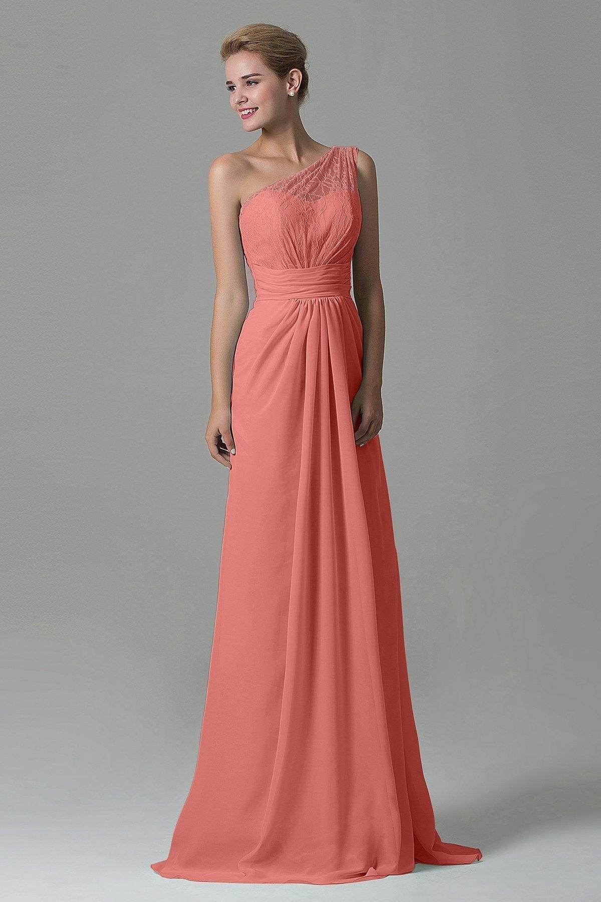 Sheath Sweep Train Lace/Chiffon Bridesmaid Dress COZK16004