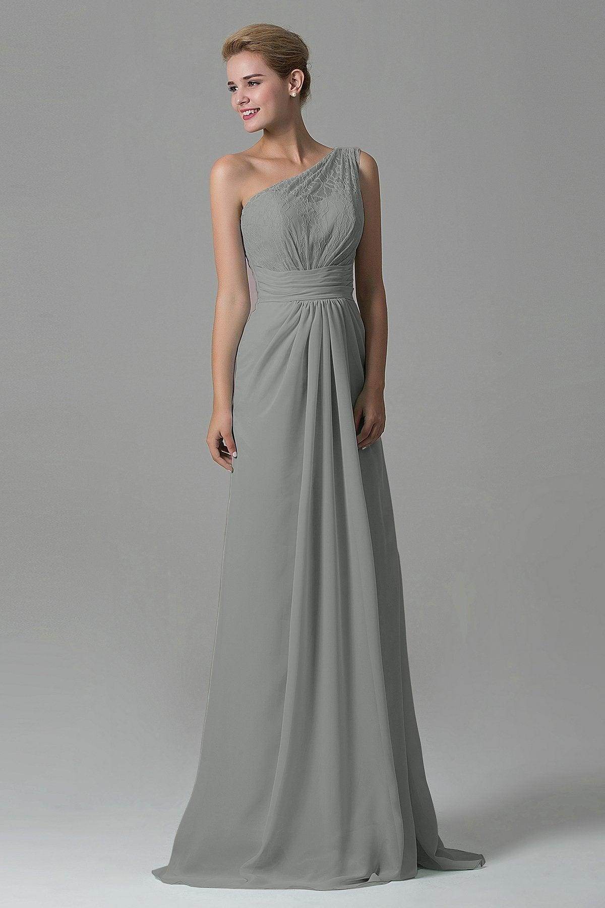 Sheath Sweep Train Lace/Chiffon Bridesmaid Dress COZK16004