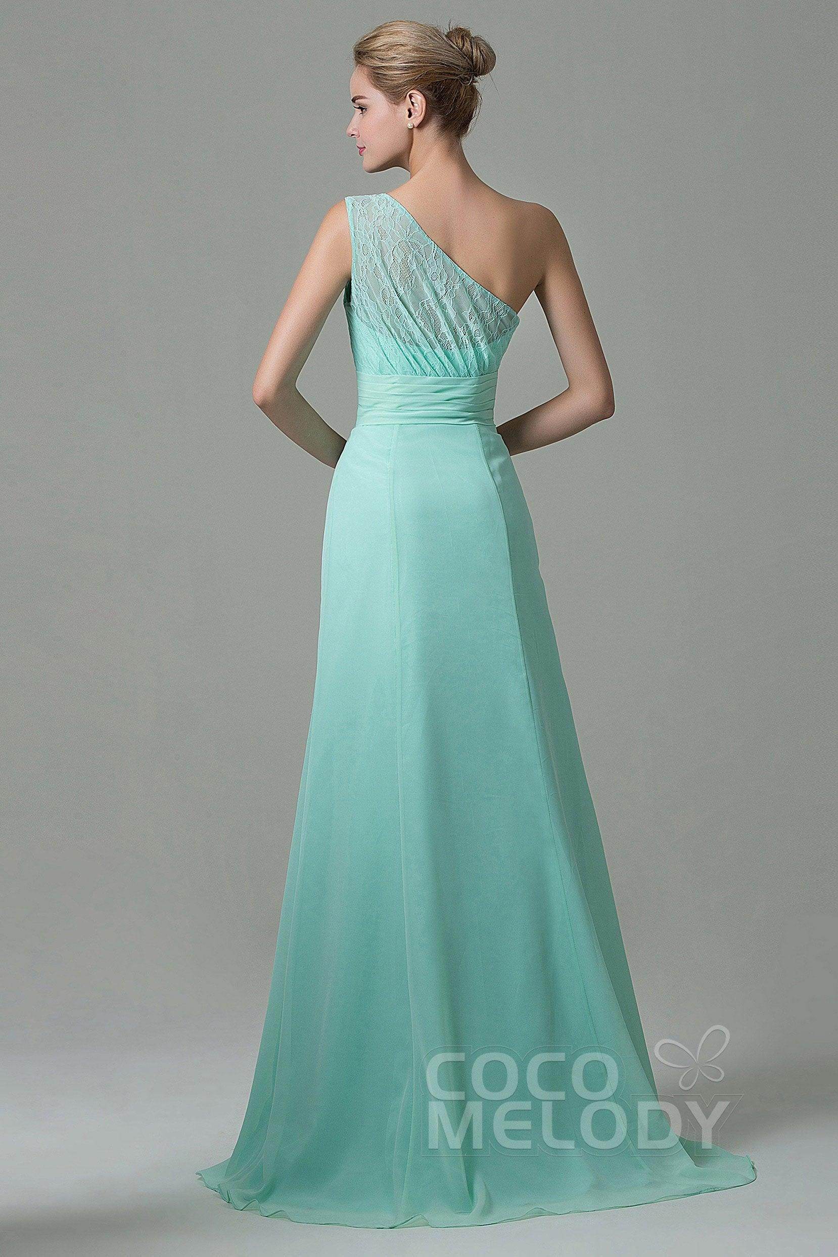 Sheath Sweep Train Lace/Chiffon Bridesmaid Dress COZK16004