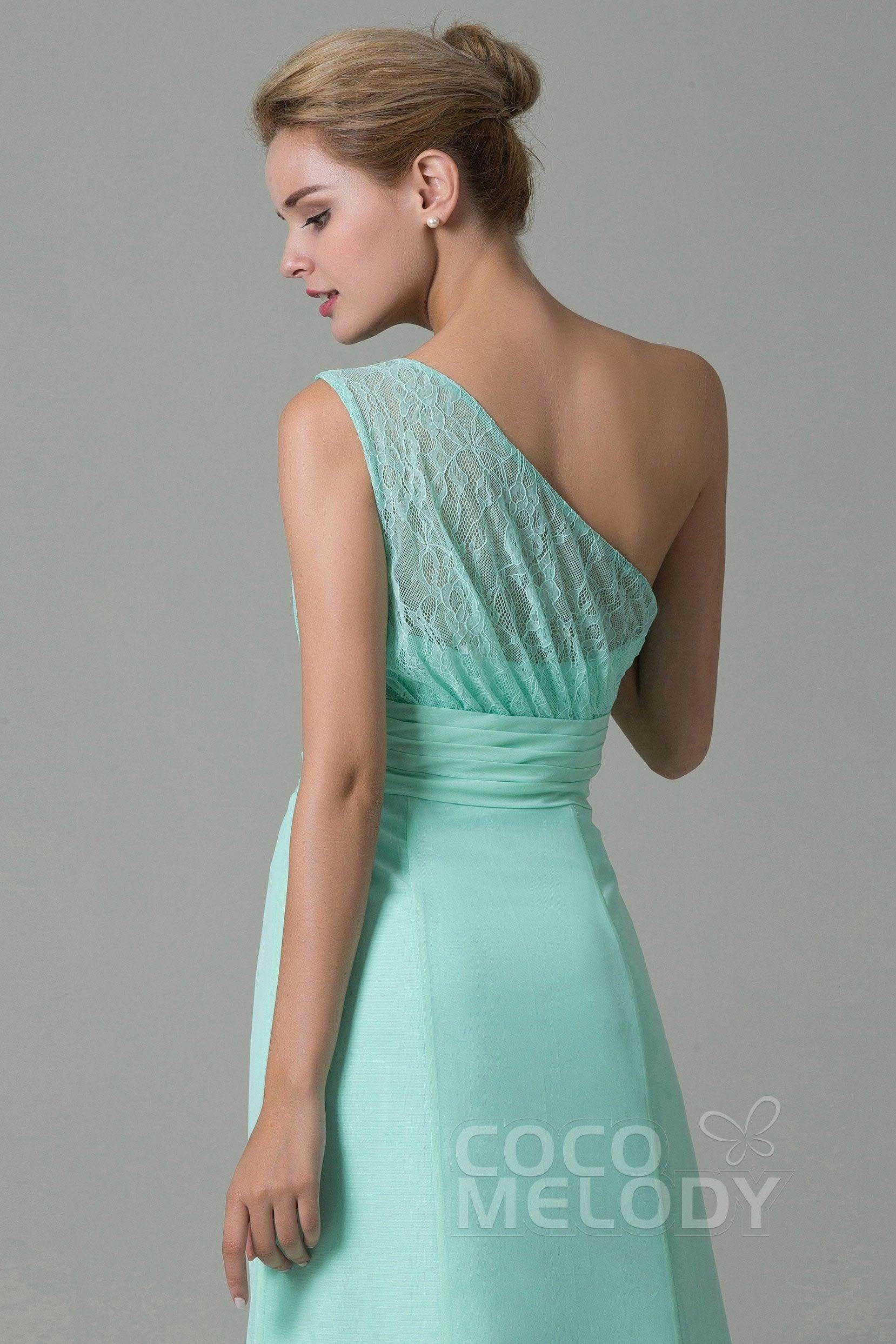 Sheath Sweep Train Lace/Chiffon Bridesmaid Dress COZK16004
