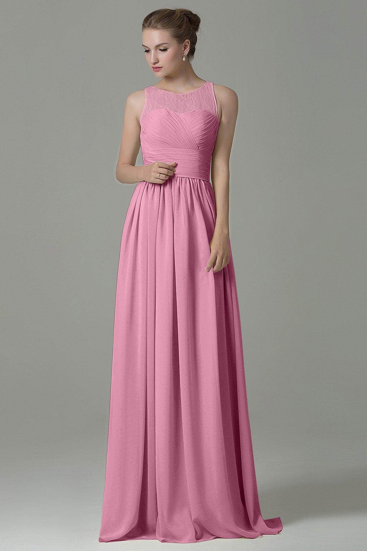 Sheath Floor Length Lace/Chiffon Bridesmaid Dress COZK16005