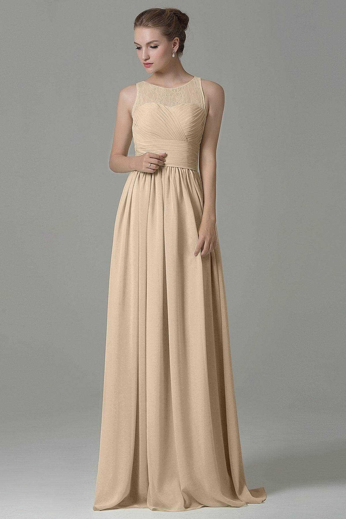 Sheath Floor Length Lace/Chiffon Bridesmaid Dress COZK16005