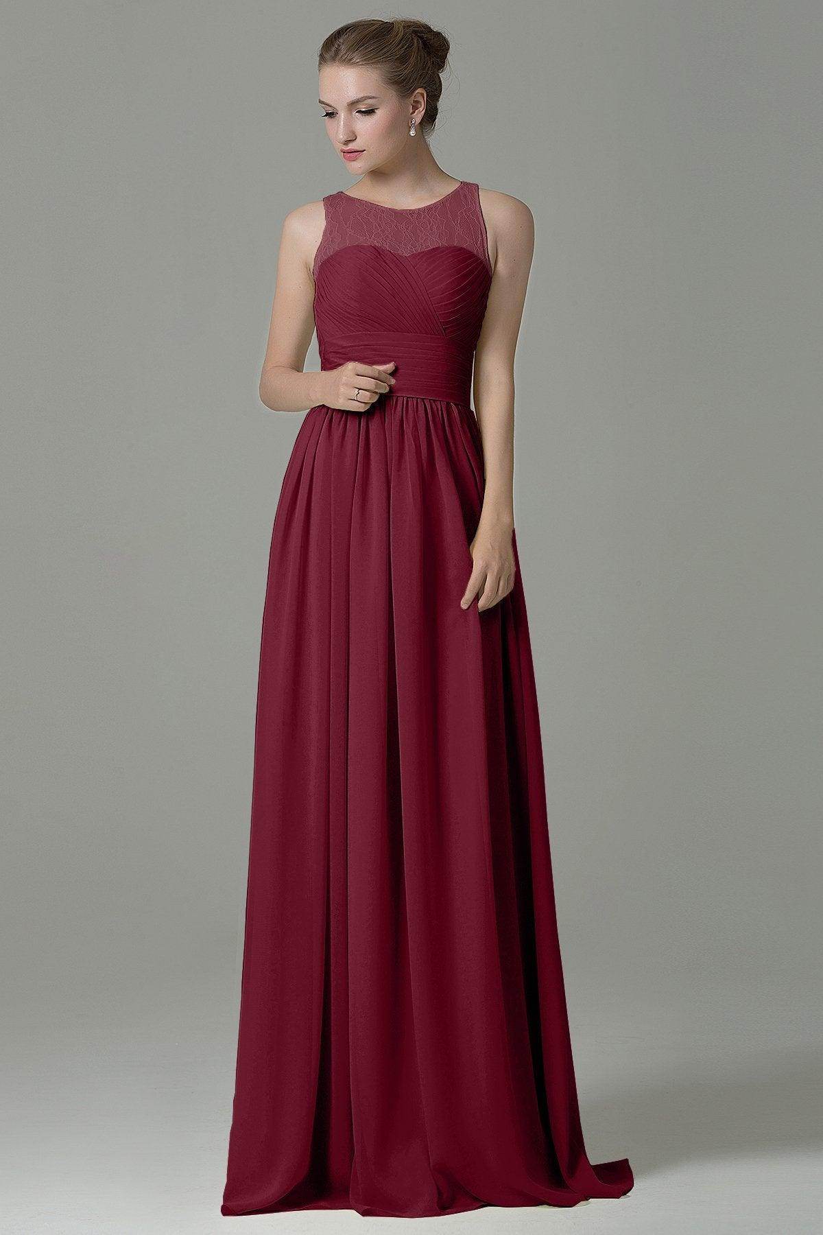 Sheath Floor Length Lace/Chiffon Bridesmaid Dress COZK16005