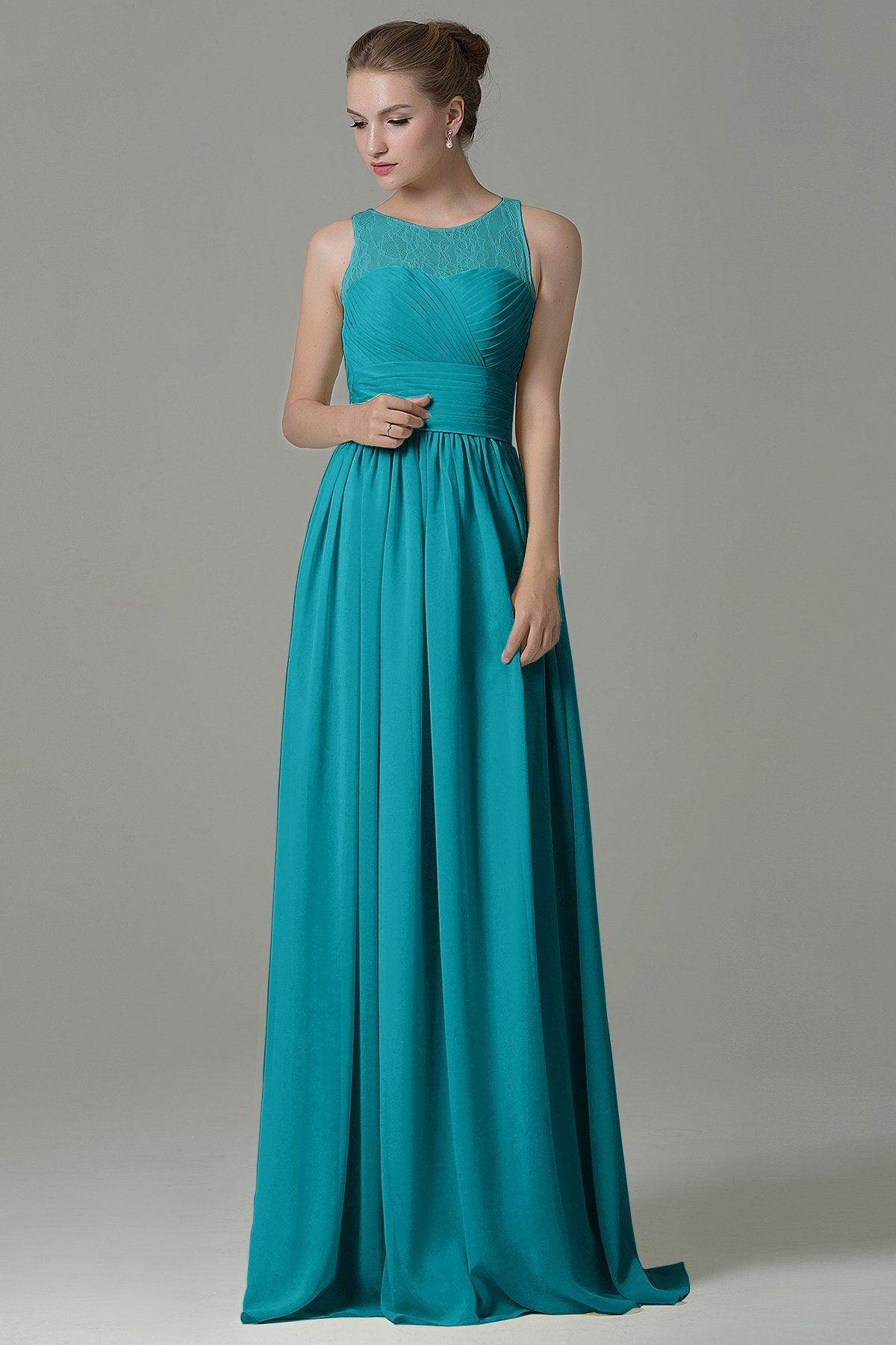 Sheath Floor Length Lace/Chiffon Bridesmaid Dress COZK16005