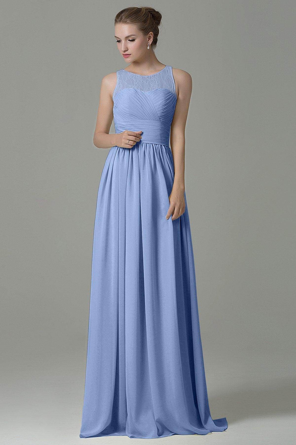 Sheath Floor Length Lace/Chiffon Bridesmaid Dress COZK16005