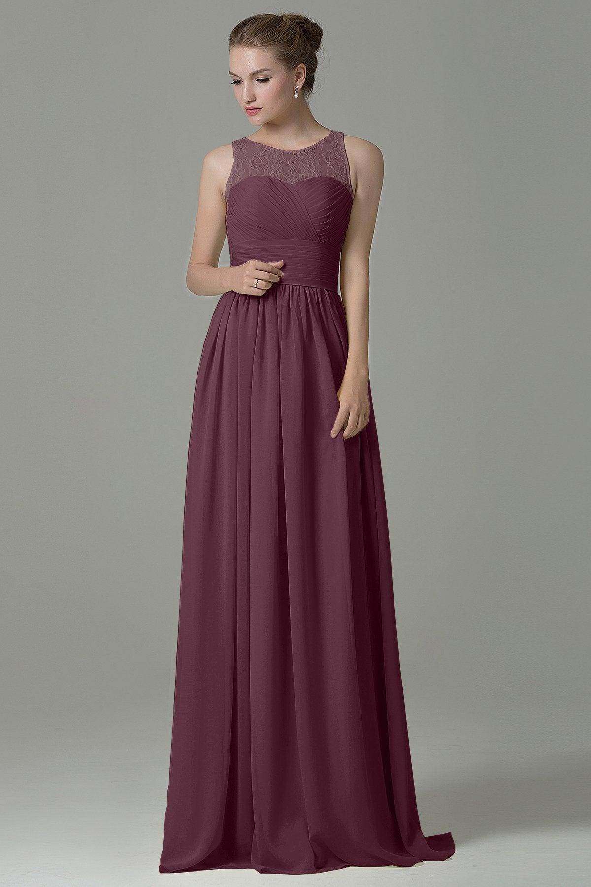 Sheath Floor Length Lace/Chiffon Bridesmaid Dress COZK16005