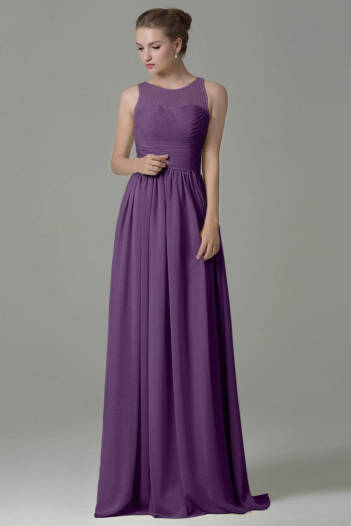 Sheath Floor Length Lace/Chiffon Bridesmaid Dress COZK16005