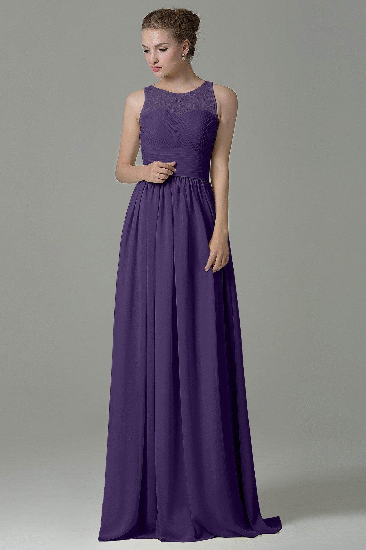 Sheath Floor Length Lace/Chiffon Bridesmaid Dress COZK16005