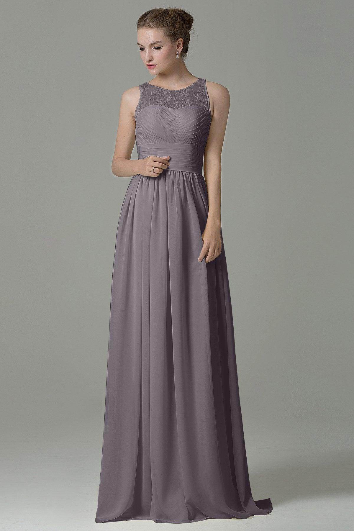Sheath Floor Length Lace/Chiffon Bridesmaid Dress COZK16005