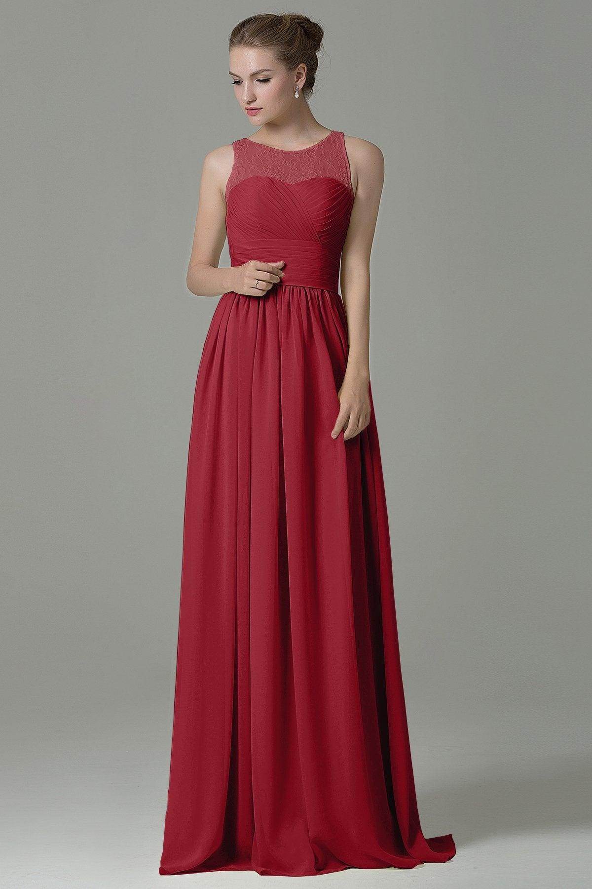 Sheath Floor Length Lace/Chiffon Bridesmaid Dress COZK16005