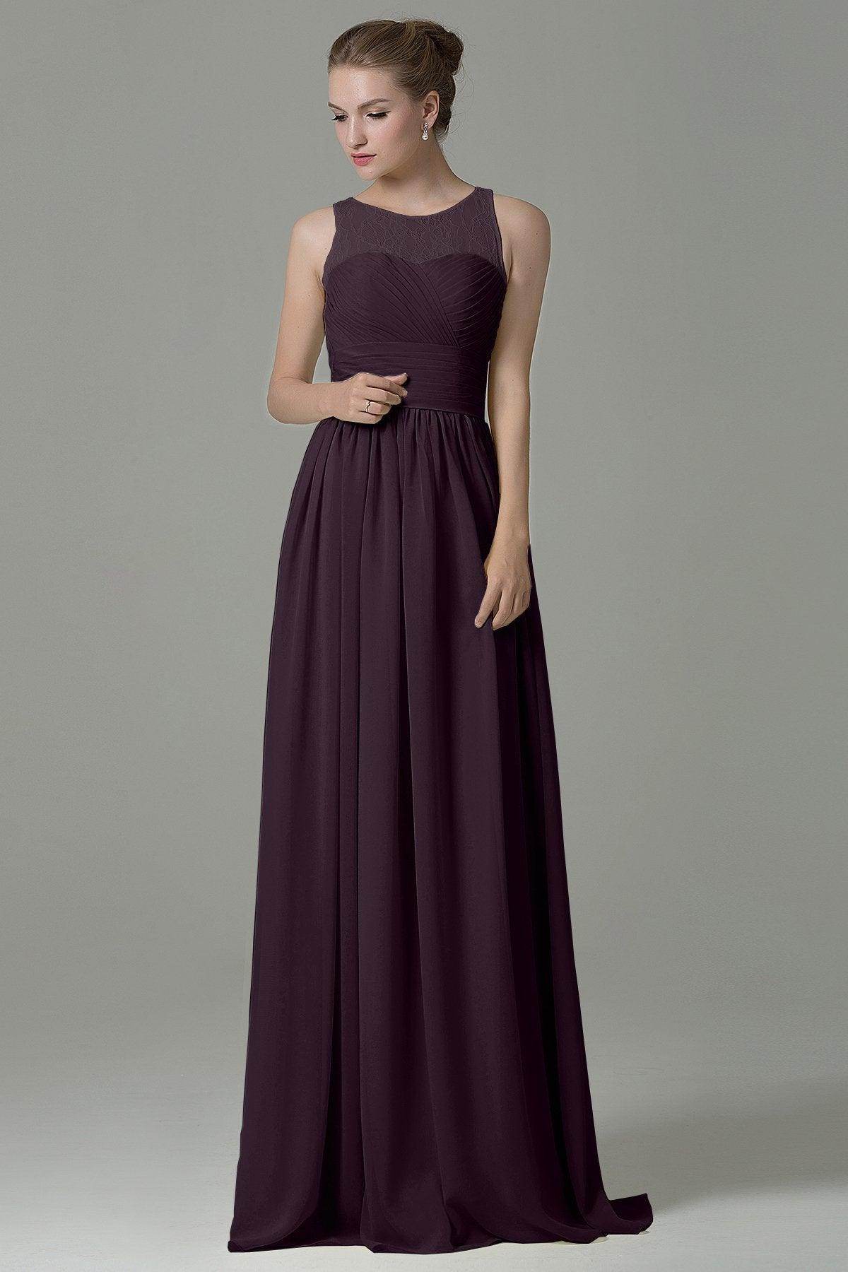 Sheath Floor Length Lace/Chiffon Bridesmaid Dress COZK16005