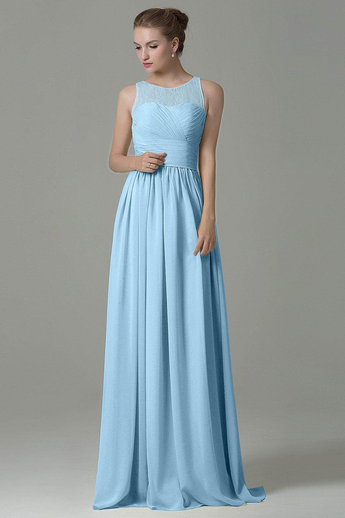 Sheath Floor Length Lace/Chiffon Bridesmaid Dress COZK16005