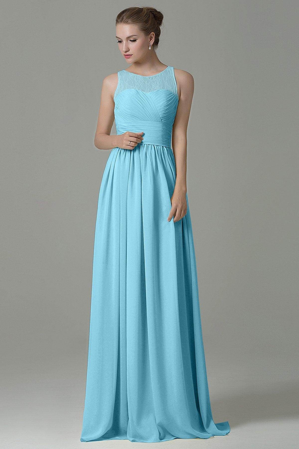 Sheath Floor Length Lace/Chiffon Bridesmaid Dress COZK16005