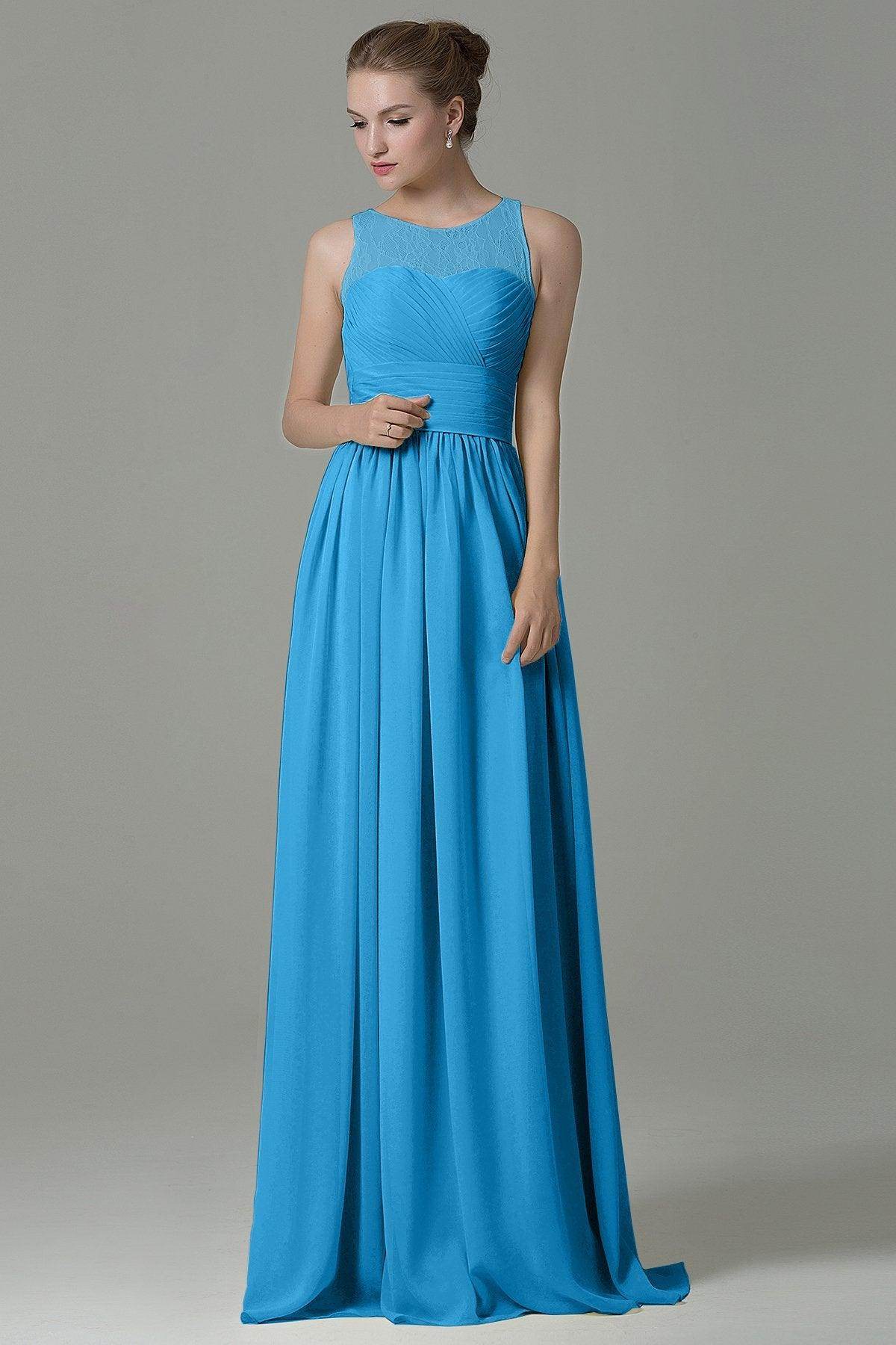 Sheath Floor Length Lace/Chiffon Bridesmaid Dress COZK16005