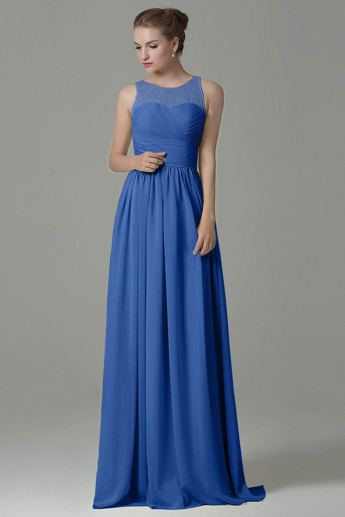Sheath Floor Length Lace/Chiffon Bridesmaid Dress COZK16005