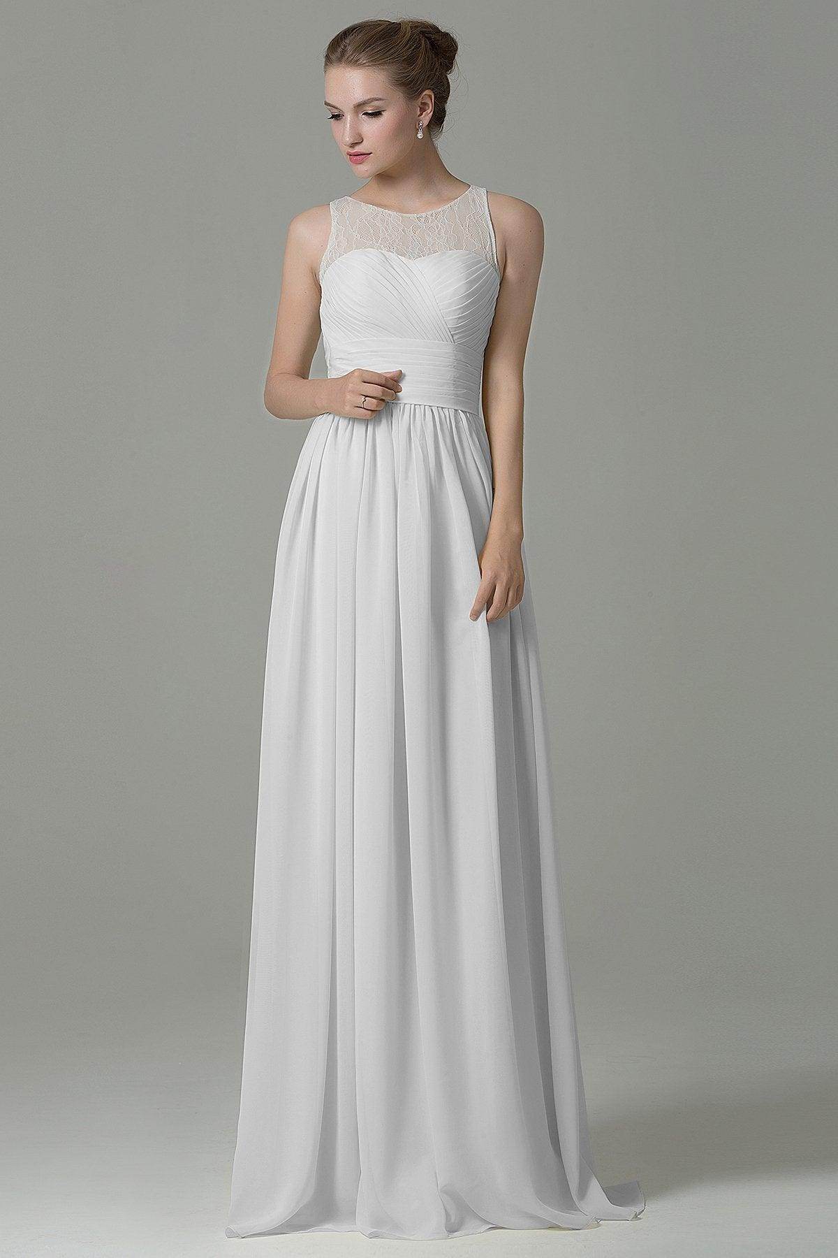 Sheath Floor Length Lace/Chiffon Bridesmaid Dress COZK16005