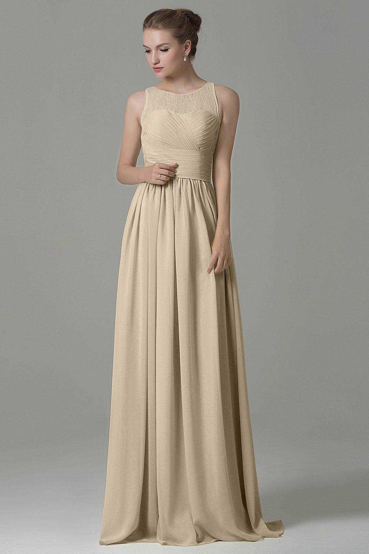 Sheath Floor Length Lace/Chiffon Bridesmaid Dress COZK16005