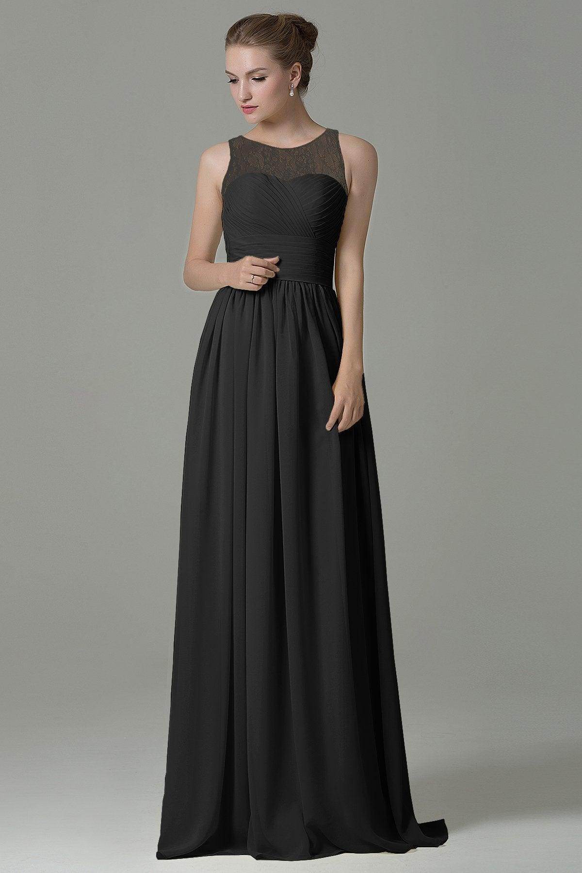 Sheath Floor Length Lace/Chiffon Bridesmaid Dress COZK16005