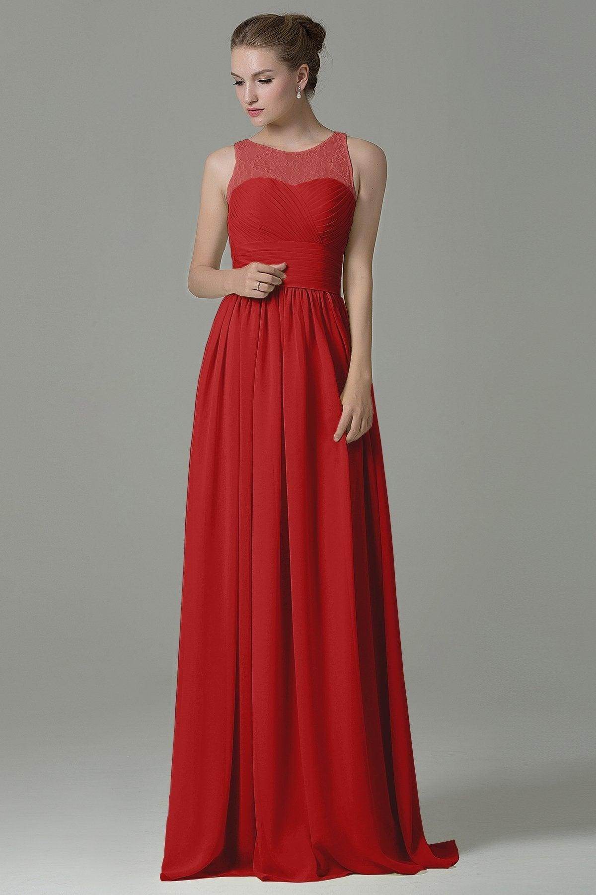 Sheath Floor Length Lace/Chiffon Bridesmaid Dress COZK16005