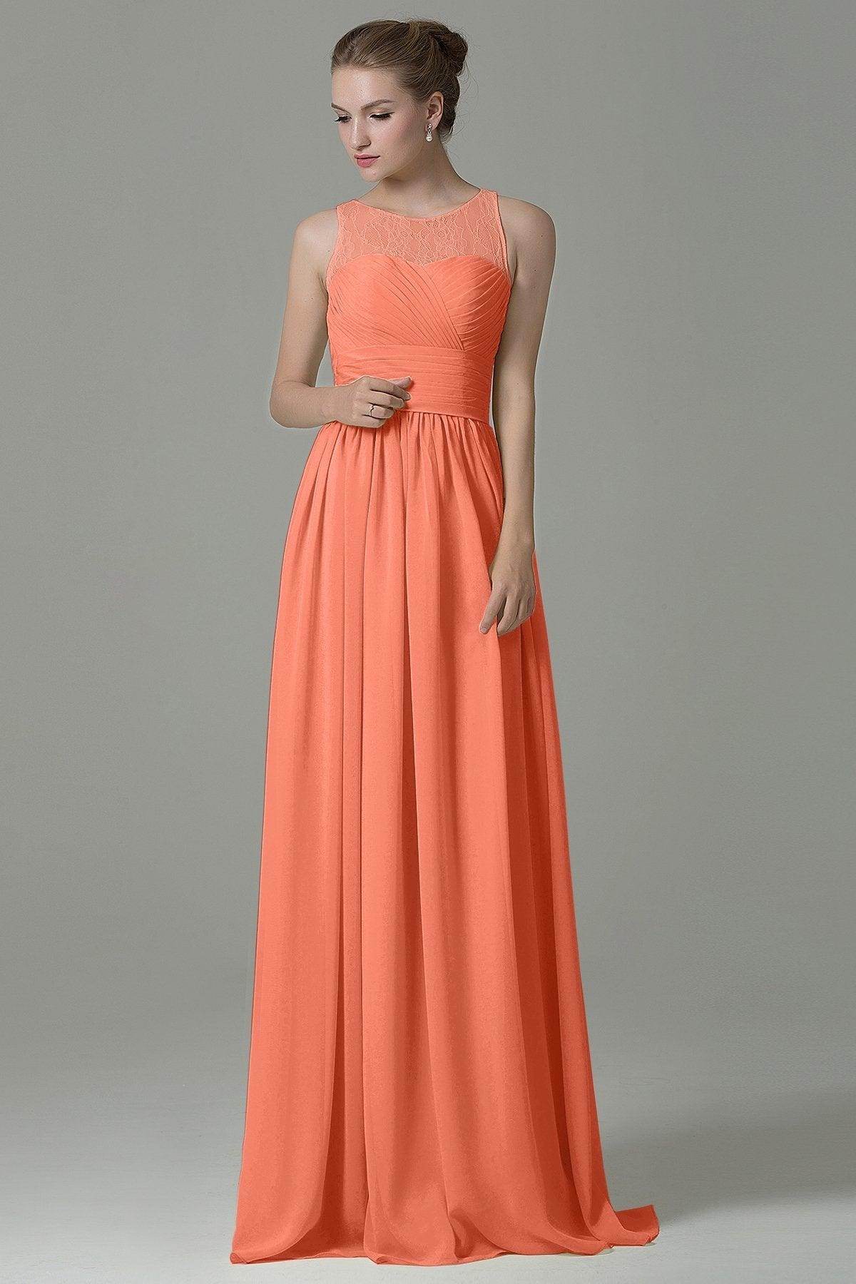 Sheath Floor Length Lace/Chiffon Bridesmaid Dress COZK16005