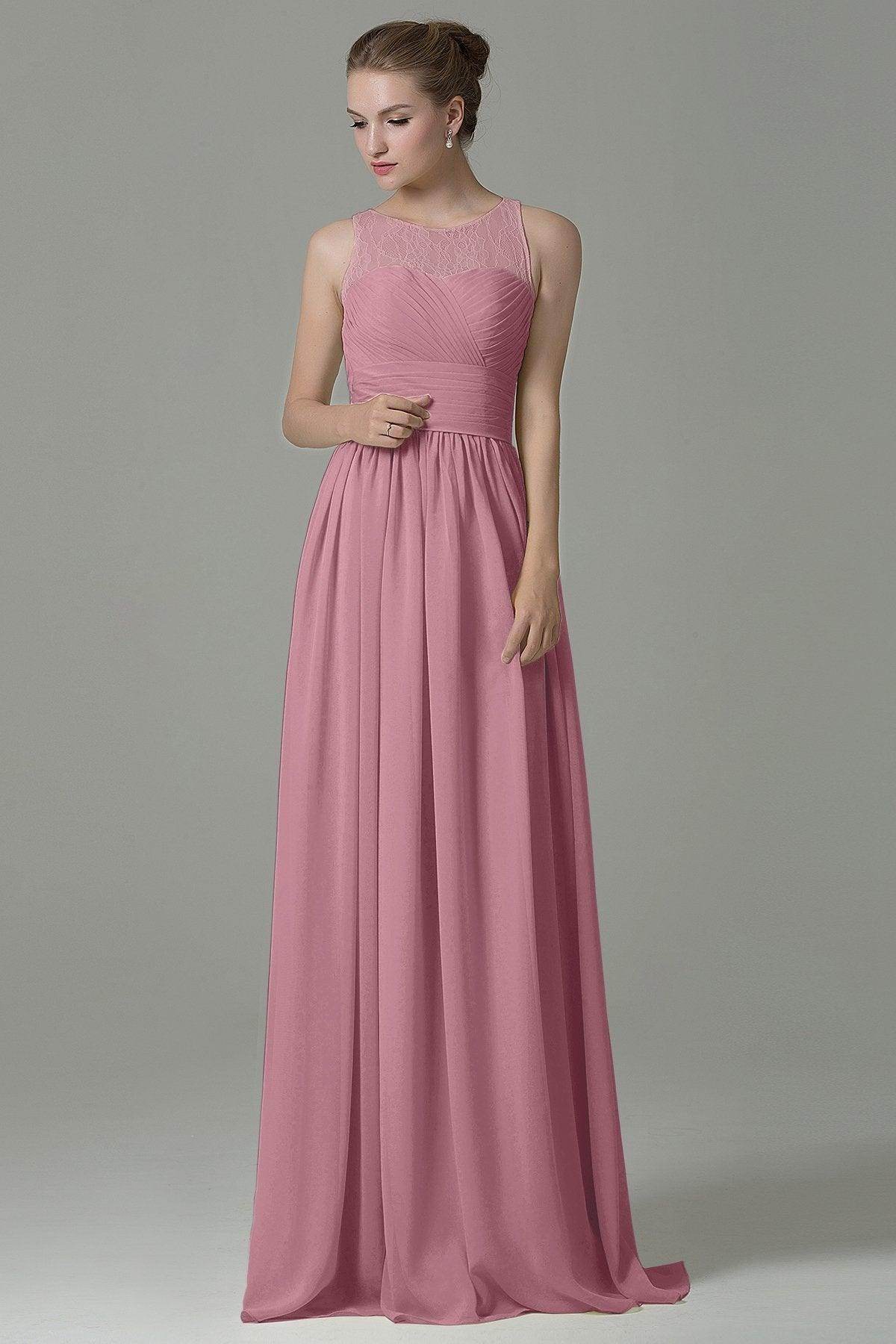 Sheath Floor Length Lace/Chiffon Bridesmaid Dress COZK16005