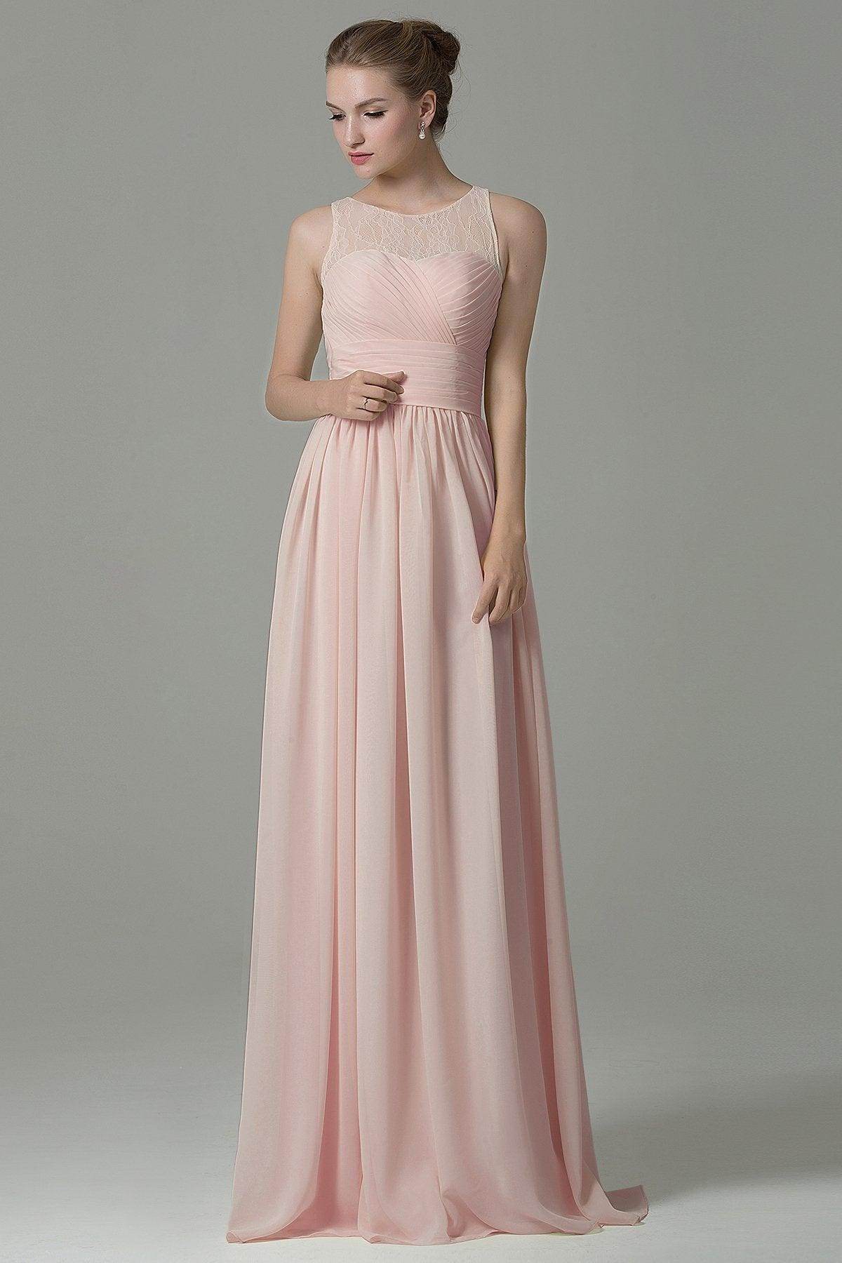 Sheath Floor Length Lace/Chiffon Bridesmaid Dress COZK16005