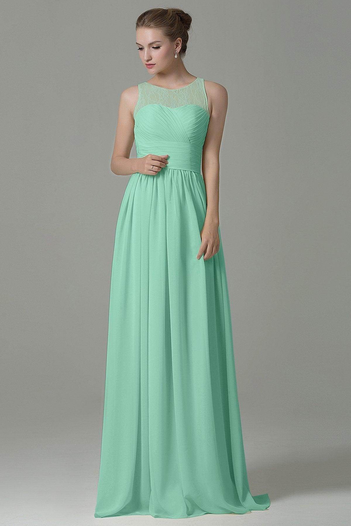 Sheath Floor Length Lace/Chiffon Bridesmaid Dress COZK16005