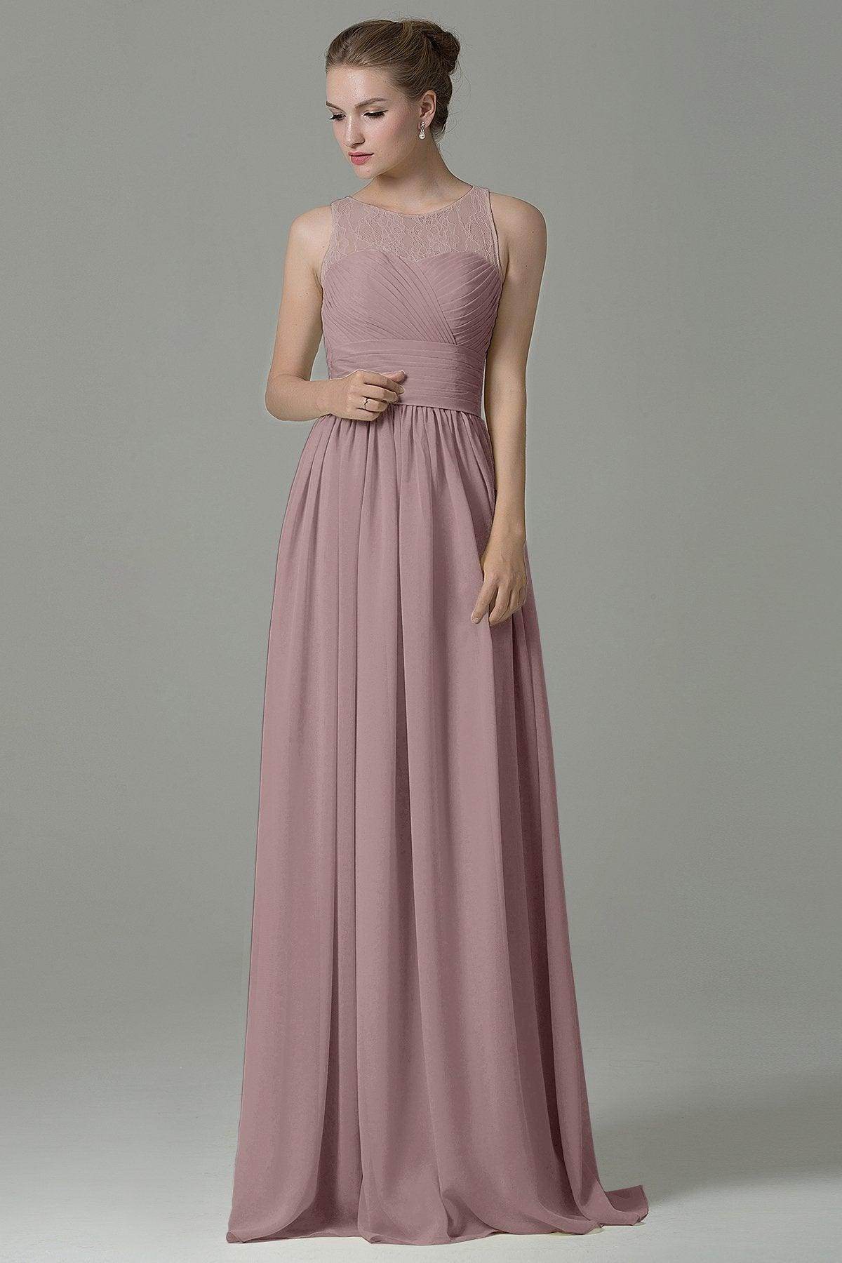Sheath Floor Length Lace/Chiffon Bridesmaid Dress COZK16005